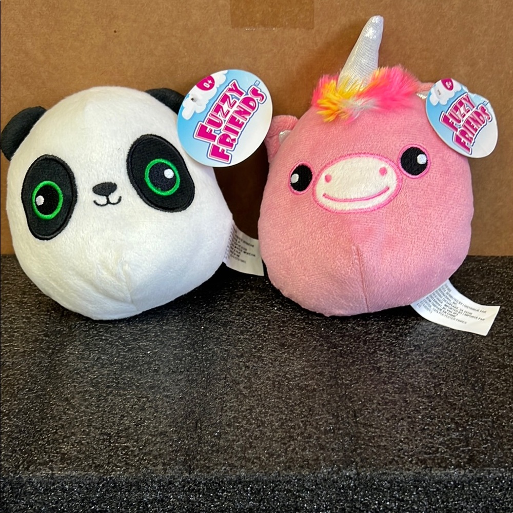 Fuzzy Friends Panda and Unicorn Plush Set